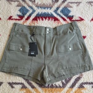 PAIGE Olive Green Utility Shorts with Front Pockets